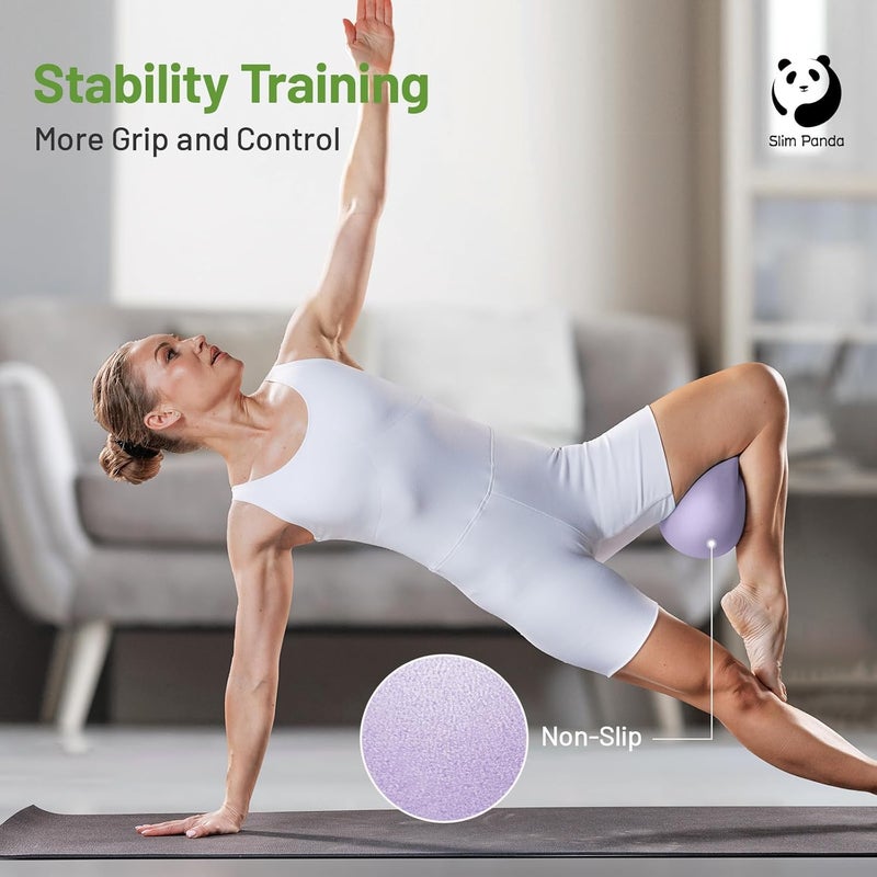Slim Panda Pilates Ball, 9 Inch Small Exercise Ball, Anti Burst Mini Yoga Ball for Stability, Workout, Barre, Core Strength, Physical Therapy, Balance, Stretching - Image 4